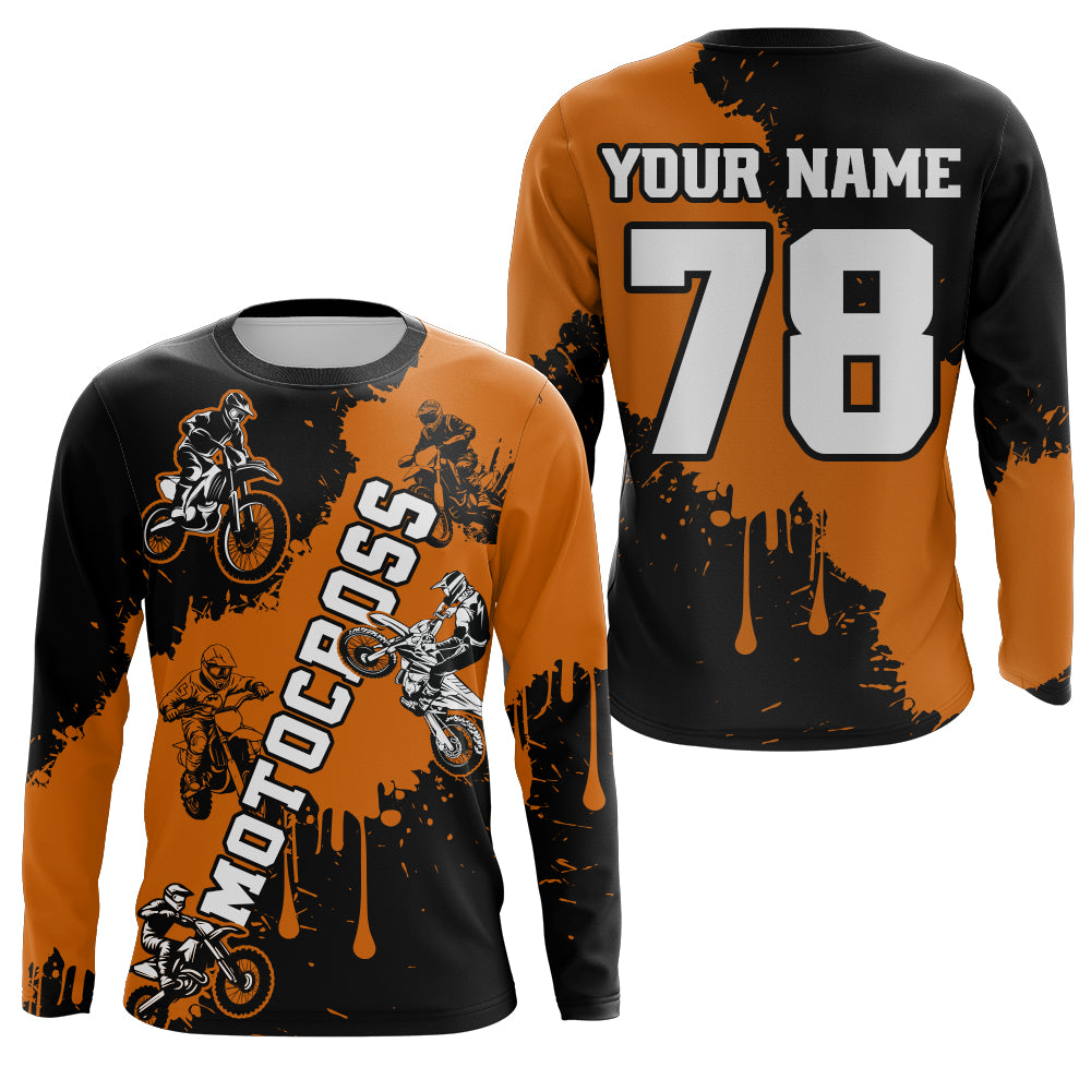 Orange custom dirt bike jersey adult&kid Motocross jersey upf30+ mens women Motocross Shirt| CTP03