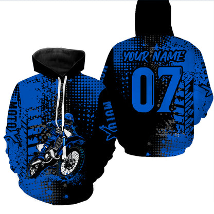 Adult&Kid Blue Custom Dirt Bike Jersey Motocross Jersey Upf30+ Motocross Shirt| CTP73