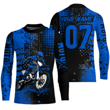 Load image into Gallery viewer, Adult&amp;Kid Blue Custom Dirt Bike Jersey Motocross Jersey Upf30+ Motocross Shirt| CTP73