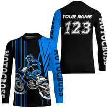 Load image into Gallery viewer, Adult&amp;Kid Custom Blue Motocross Jersey Upf30+ Mens Women Dirt Bike Shirt Off Road Jersey| CTP100