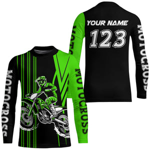 Adult&Kid Custom Green Motocross Jersey Upf30+ Mens Women Dirt Bike Shirt Off Road Jersey| CTP100