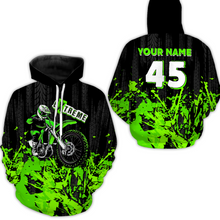 Load image into Gallery viewer, Adult&amp;Kid green custom Motocross jersey upf30+ dirt bike jersey mens women Motocross Shirt| CTP01