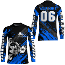 Load image into Gallery viewer, Blue Motocross Jersey Upf30+ Custom Dirt Bike Jersey Mens Women Off-Road Jersey Adult&amp;Kid| CTP48