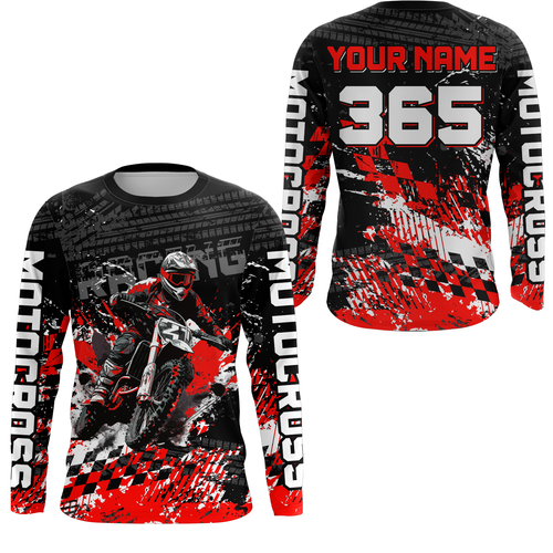 Red Dirt Bike Jersey Motocross Jersey Upf30+ Custom Mens Women Off-Road Jersey| CTP44