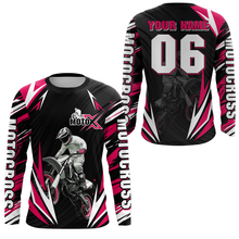 Load image into Gallery viewer, Adult&amp;Kid Custom Pink Motocross Jersey for Men Women Upf30+ Extreme Dirt Bike Shirt| CTP76