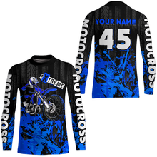 Load image into Gallery viewer, Adult&amp;Kid blue custom Motocross jersey upf30+ dirt bike jersey mens women Motocross Shirt| CTP01
