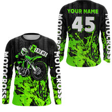Load image into Gallery viewer, Adult&amp;Kid green custom Motocross jersey upf30+ dirt bike jersey mens women Motocross Shirt| CTP01