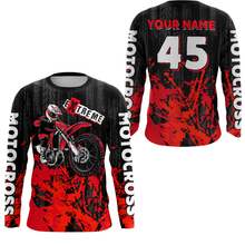 Load image into Gallery viewer, Adult&amp;Kid red custom Motocross jersey upf30+ dirt bike jersey mens women Motocross Shirt| CTP01