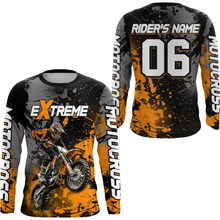 Load image into Gallery viewer, Adult&amp;Kid orange custom dirt bike jersey motocross jersey mens women extreme motocross shirt| CTP08