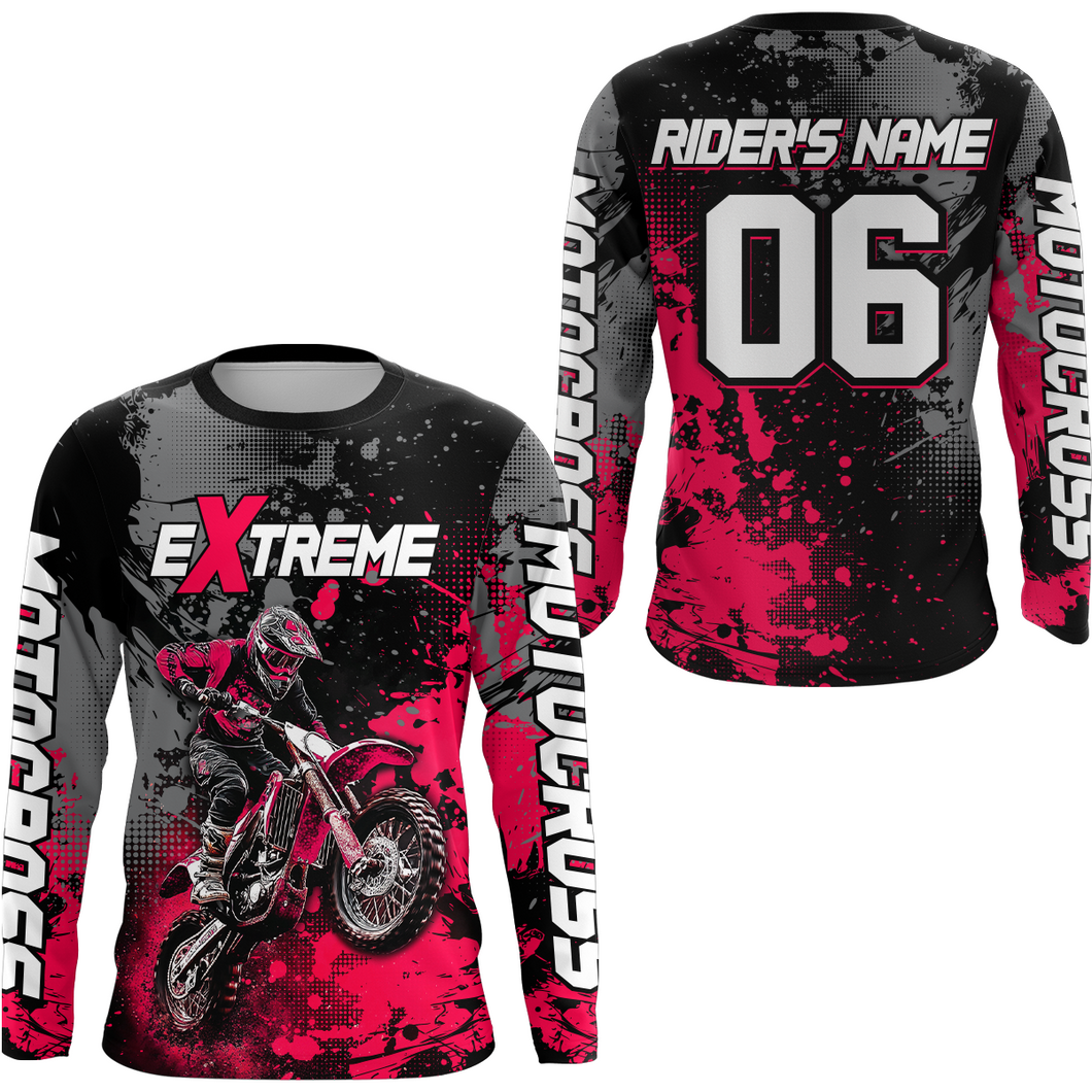 Adult&Kid pink custom dirt bike jersey motocross jersey mens women extreme motocross shirt| CTP08