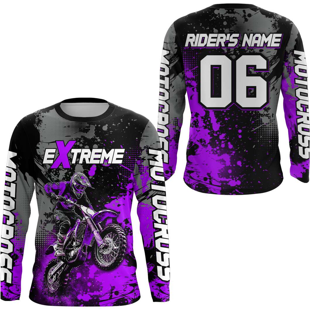Adult&Kid purple custom dirt bike jersey motocross jersey mens women extreme motocross shirt| CTP08
