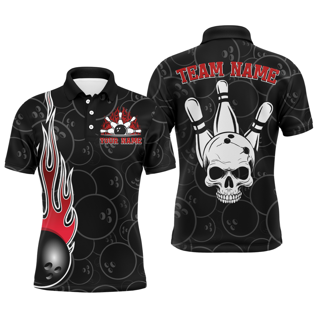 Men Skull Bowling Jersey Custom Bowling Team Shirts Unisex Bowling Men Short Sleeve Polo Shirt CP30