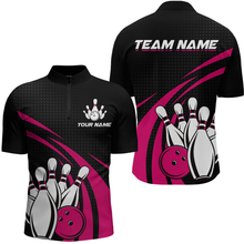 Load image into Gallery viewer, Pink Bowling Jersey Men Custom Bowling Team Shirts Unisex Bowling Men Short Sleeve Quarter-zip Shirt CP29