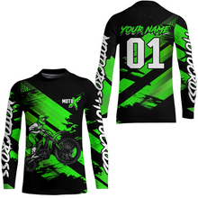 Load image into Gallery viewer, Adult&amp;Kid Green Custom Dirt Bike Jersey Motocross Jersey Upf30+ Motocross Shirt| CTP79
