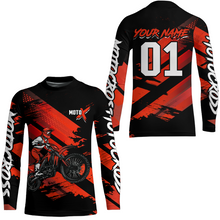 Load image into Gallery viewer, Adult&amp;Kid Red Custom Dirt Bike Jersey Motocross Jersey Upf30+ Motocross Shirt| CTP79