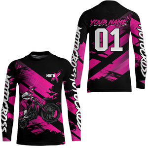 Adult&Kid Pink Custom Dirt Bike Jersey Motocross Jersey Upf30+ Motocross Shirt| CTP79