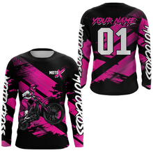 Load image into Gallery viewer, Adult&amp;Kid Pink Custom Dirt Bike Jersey Motocross Jersey Upf30+ Motocross Shirt| CTP79