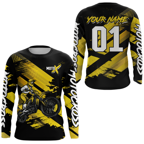 Adult&Kid Yellow Custom Dirt Bike Jersey Motocross Jersey Upf30+ Motocross Shirt| CTP79