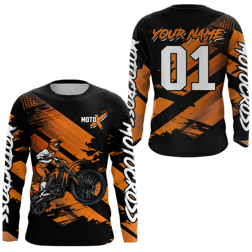 Adult&Kid Orange Custom Dirt Bike Jersey Motocross Jersey Upf30+ Motocross Shirt| CTP79