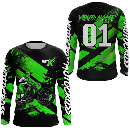 Adult&Kid Green Custom Dirt Bike Jersey Motocross Jersey Upf30+ Motocross Shirt| CTP79