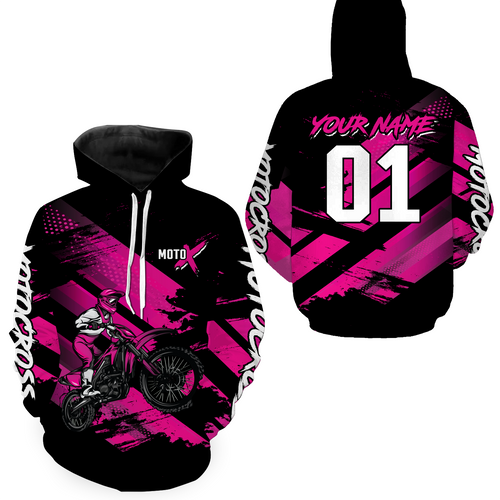 Custom Pink Dirt Bike Sweatshirts for Men Women Motocross Hoodie Youth Motorcycle Hoodie| CTP43