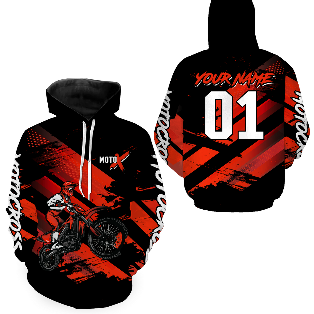 Custom Red Dirt Bike Sweatshirts for Men Women Motocross Hoodie Youth Motorcycle Hoodie| CTP43