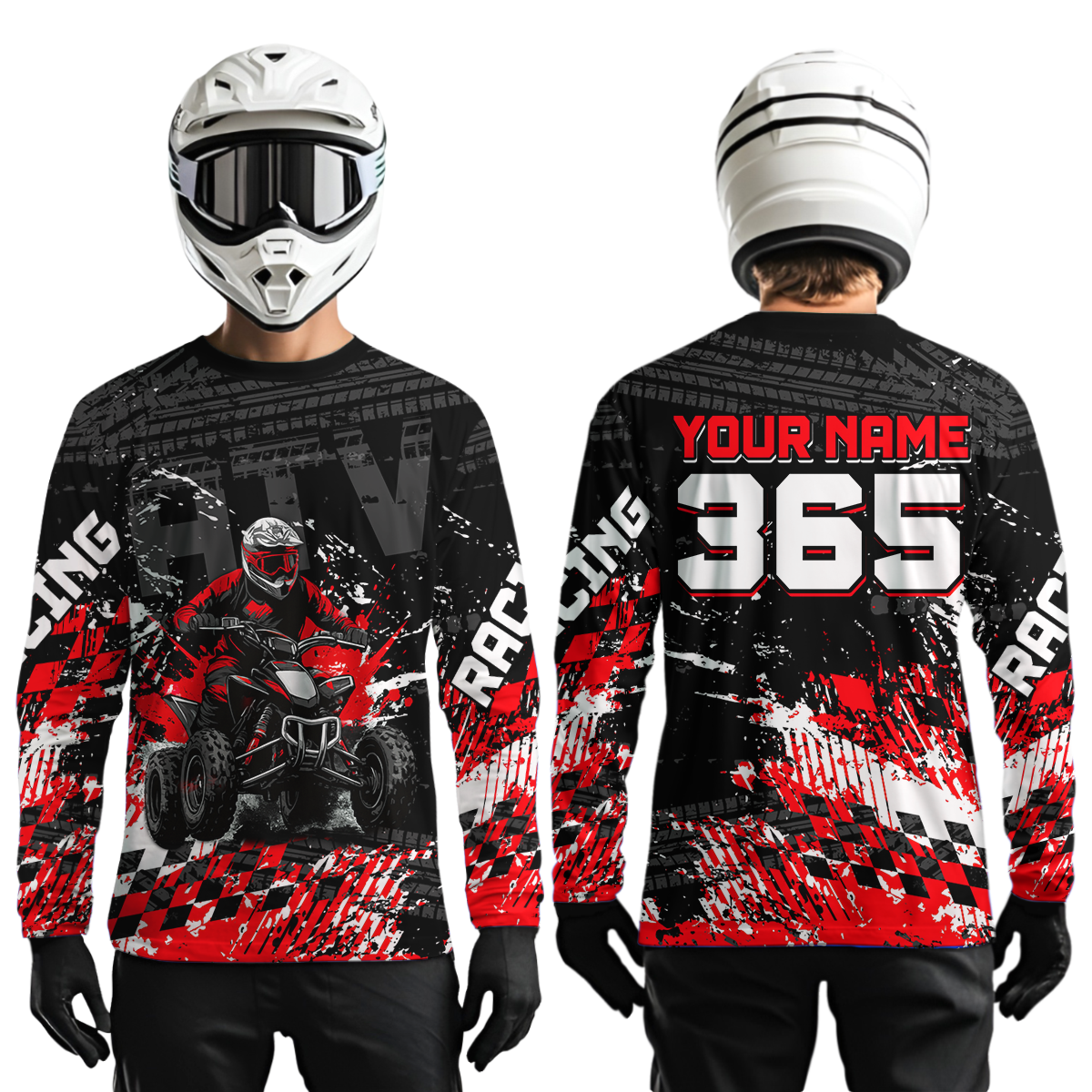 Custom Red ATV Motocross Jersey Upf30+ Quad Bike Shirt Extreme Racing Adult Youth Off-Road Quad Shirt NHN009
