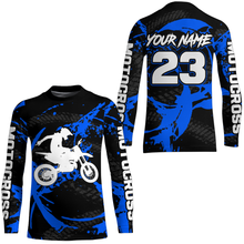 Load image into Gallery viewer, Custom Dirt Bike Jersey Blue Motocross Jersey Upf30+ Mens Women Racing Shirt| CTP28