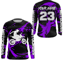 Load image into Gallery viewer, Custom Dirt Bike Jersey Purple Motocross Jersey Upf30+ Mens Women Racing Shirt| CTP28