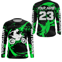 Load image into Gallery viewer, Custom Dirt Bike Jersey Green Motocross Jersey Upf30+ Mens Women Racing Shirt| CTP28