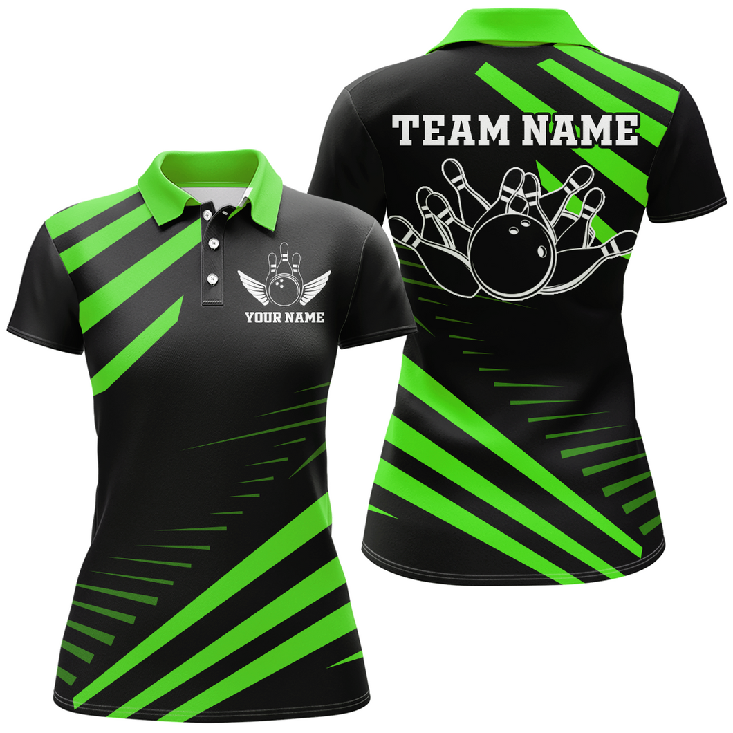 Green Bowling Jersey Men And Women Custom Bowling Team Shirts Unisex Bowling Polo Quarter-zip CP26