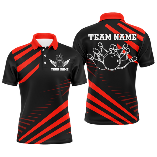 Red Bowling Jersey Men And Women Custom Bowling Team Shirts Unisex Bowling Polo Quarter-zip CP26