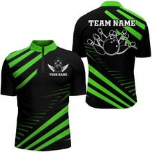 Load image into Gallery viewer, Green Bowling Jersey Men And Women Custom Bowling Team Shirts Unisex Bowling Polo Quarter-zip CP26