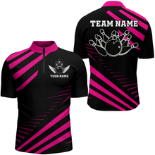 Load image into Gallery viewer, Pink Bowling Jersey Men And Women Custom Bowling Team Shirts Unisex Bowling Polo Quarter-zip CP26