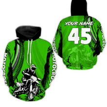 Load image into Gallery viewer, Adult&amp;Kid Green Custom Motocross Jersey UPF30+ MX Racing Biker Off-road Dirt Bike Racewear| CTP65