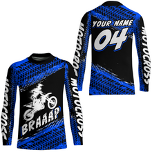 Load image into Gallery viewer, Custom Dirt Bike Jersey Blue Motocross Jersey Upf30+ Mens Women Racing Shirt| CTP27
