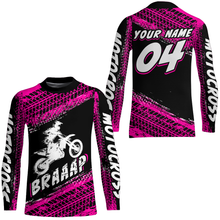 Load image into Gallery viewer, Custom Dirt Bike Jersey Pink Motocross Jersey Upf30+ Mens Women Racing Shirt| CTP27