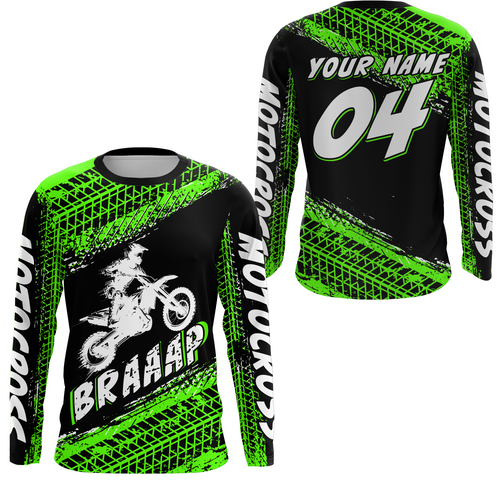 Custom Dirt Bike Jersey Green Motocross Jersey Upf30+ Mens Women Racing Shirt| CTP27