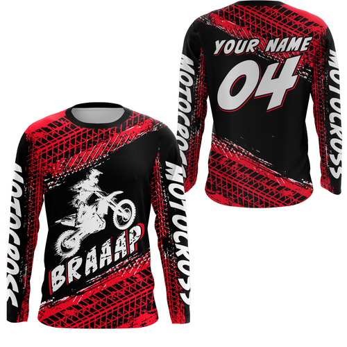 Custom Dirt Bike Jersey Red Motocross Jersey Upf30+ Mens Women Racing Shirt| CTP27