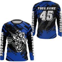 Load image into Gallery viewer, Custom Blue Motocross Jersey for Men Women Upf30+ Dirt Bike Shirt Motorcycle Jersey| CTP101