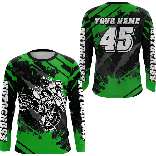 Custom Green Motocross Jersey for Men Women Upf30+ Dirt Bike Shirt Motorcycle Jersey| CTP101