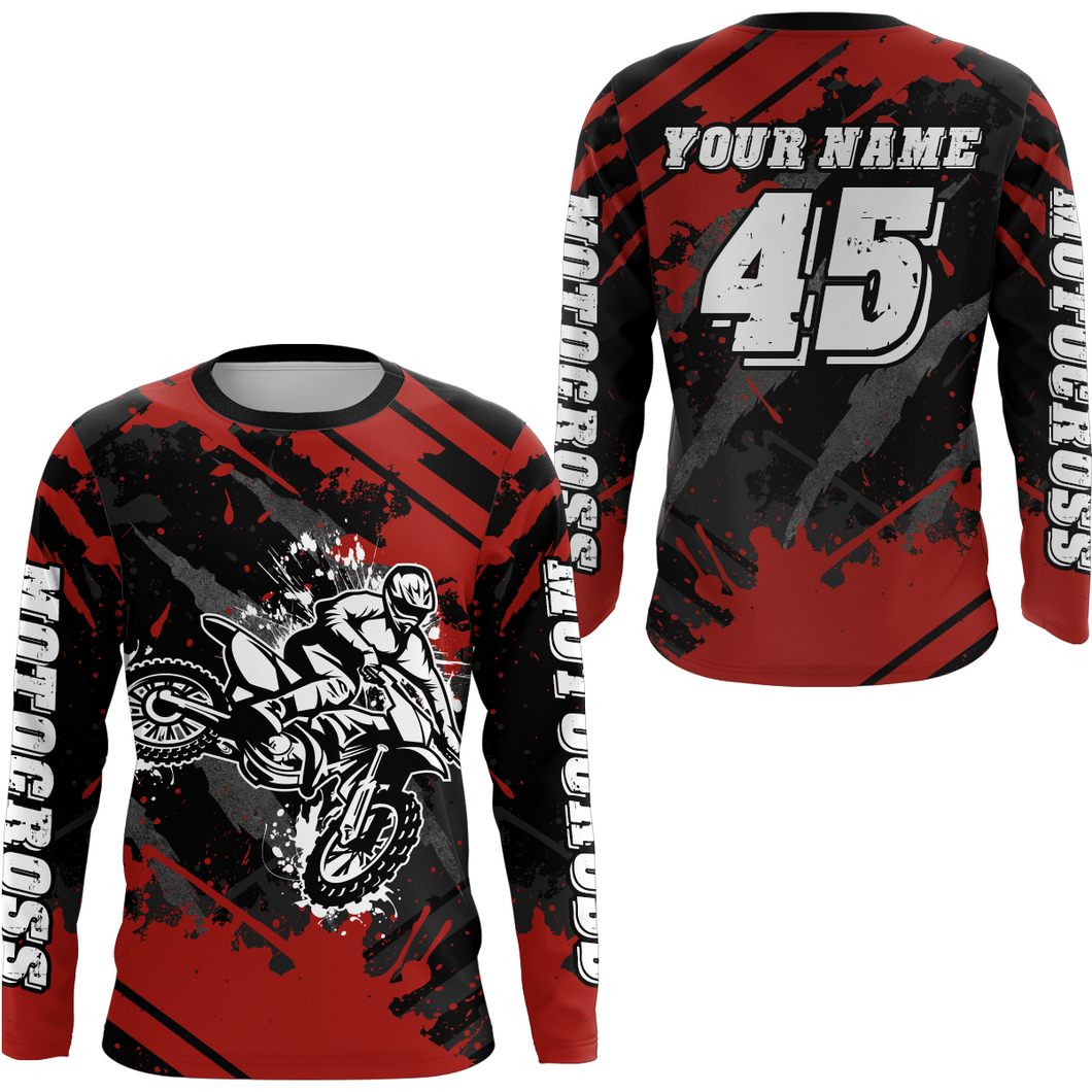 Custom Red Motocross Jersey for Men Women Upf30+ Dirt Bike Shirt Motorcycle Jersey| CTP101