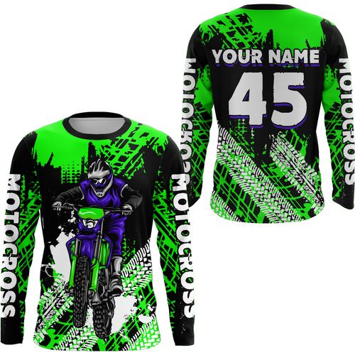 Custom Green Motocross Jersey for Men Women Upf30+ Dirt Bike Shirt Racing Jersey| CTP102