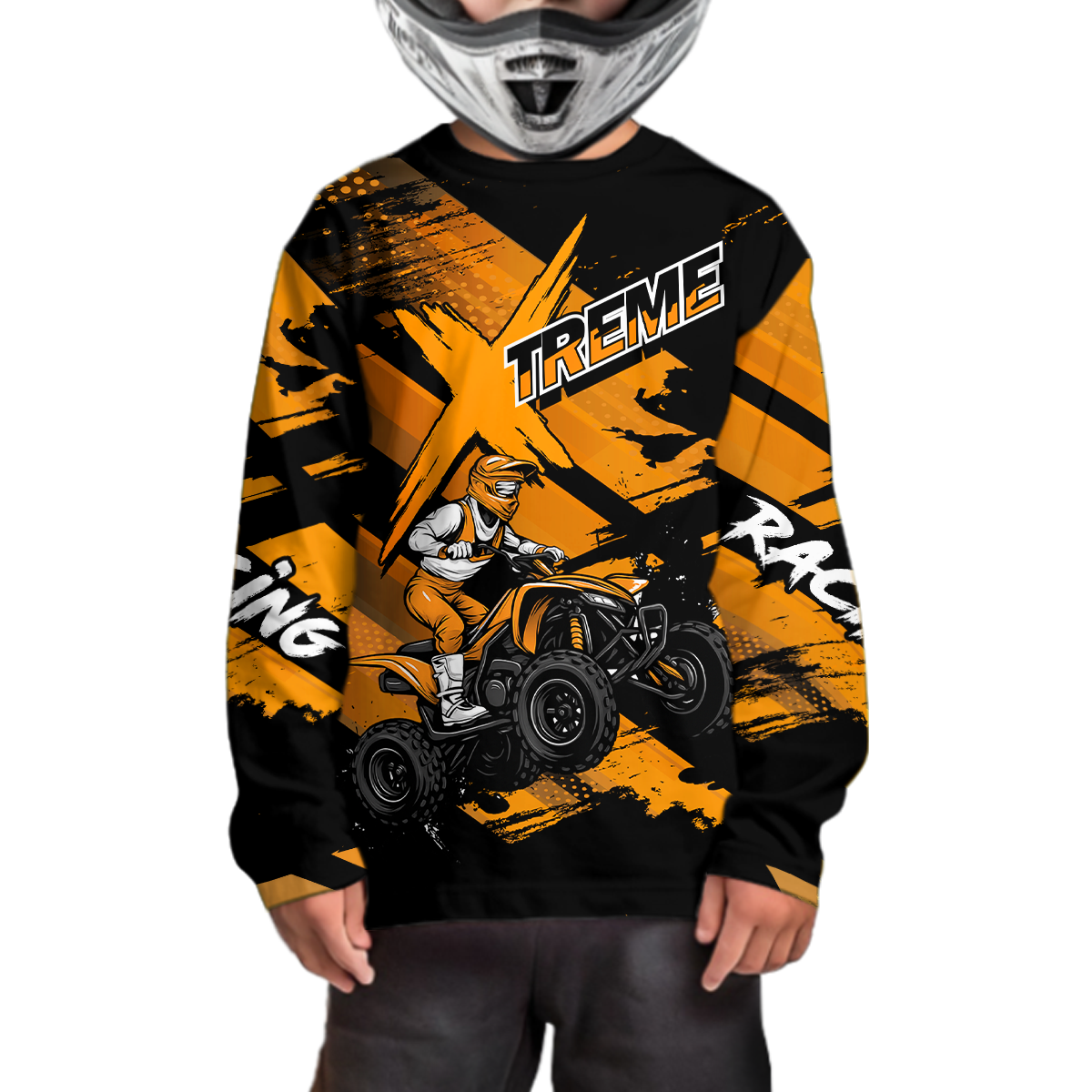 Custom Orange Quad Bike Jersey Motocross Shirt for Men Women Youth ATV Extreme Off-Road UPF30+ NHN012