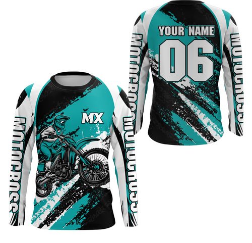 Custom Motocross Jersey Turquoise Dirt Bike Clothes Upf30+ Mens Women Motorcycle Jersey| CTP59
