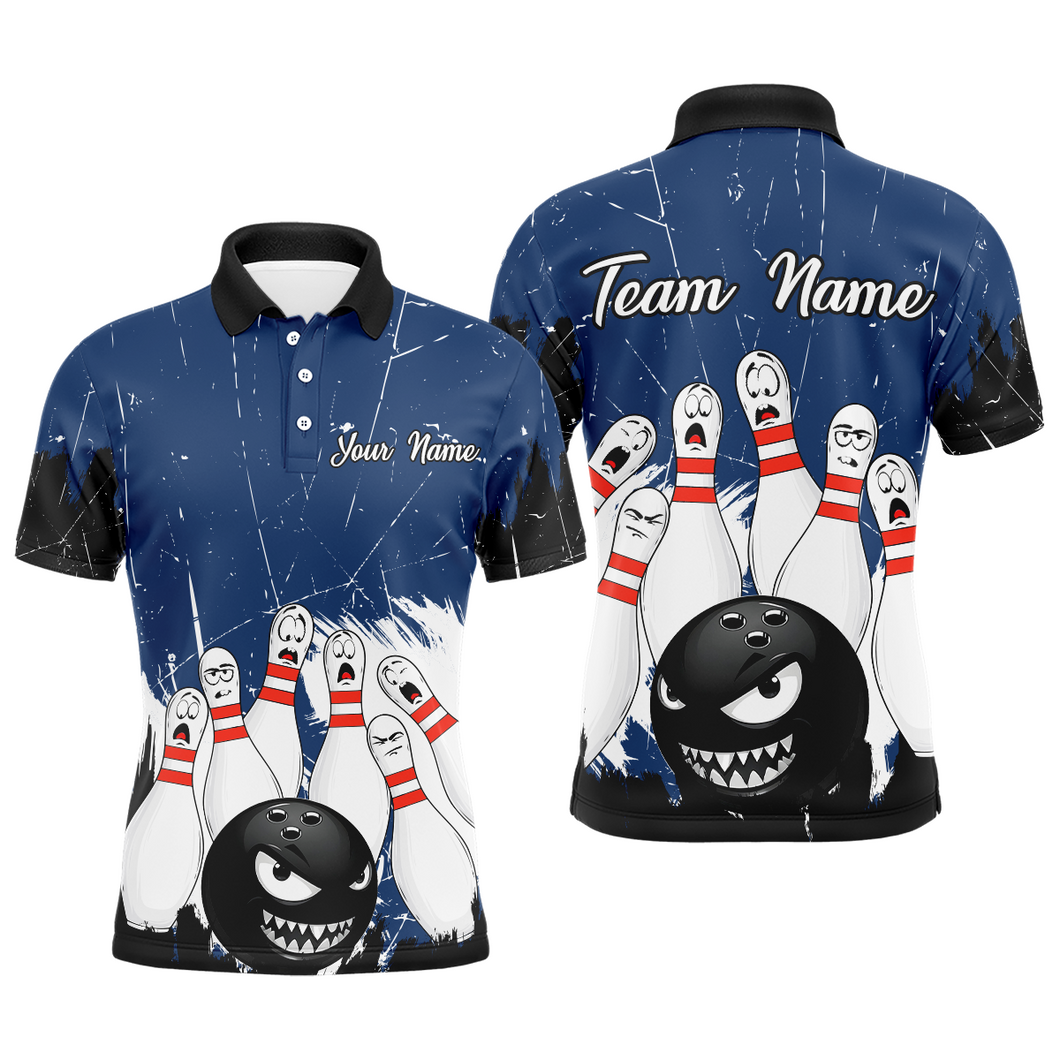 Navy Bowling Jersey Men And Women Custom Funny Bowling Shirts Unisex Polo Bowling Team Shirt CP15