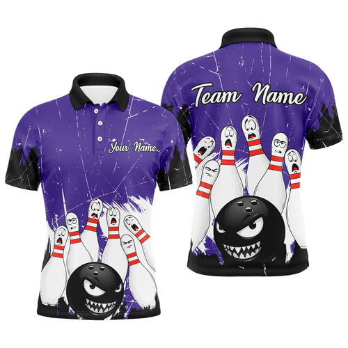 Purple Bowling Jersey Men And Women Custom Funny Bowling Shirts Unisex Polo Bowling Team Shirt CP15
