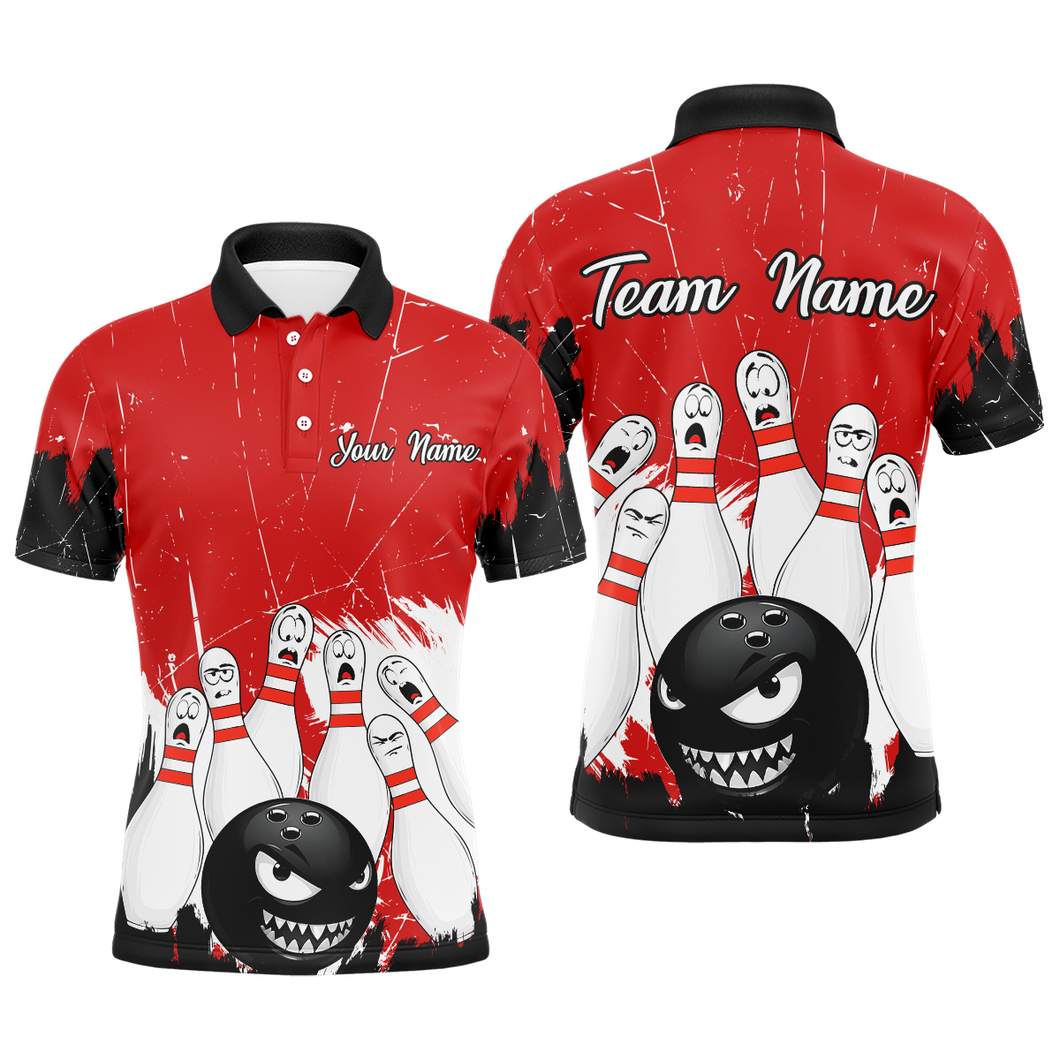 Red Bowling Jersey Men And Women Custom Funny Bowling Shirts Unisex Polo Bowling Team Shirt CP15