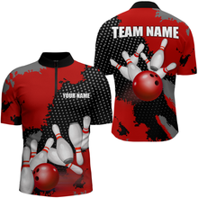 Load image into Gallery viewer, Red Bowling Jersey Men Women Custom Bowling Team Shirts Unisex Bowling Polo Quarter-zip CP27