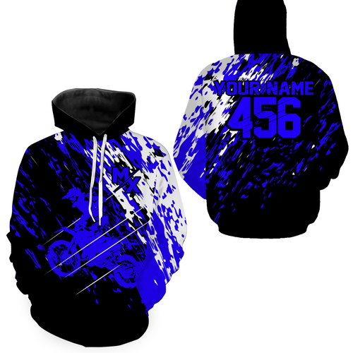 Custom Dirt Bike Hoodie Blue Motocross Hoodie Mens Women Motocross Hooded Jersey| CTP20